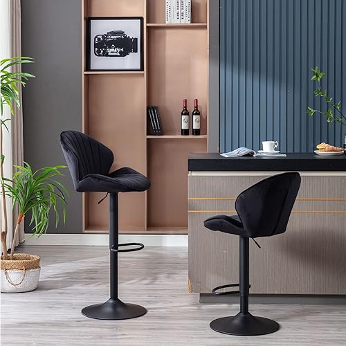 Juego de 2 taburetes de bar giratorios, taburetes de bar ajustables con respaldo y reposapiés, sillas de comedor modernas, sillas de bar, sillas de