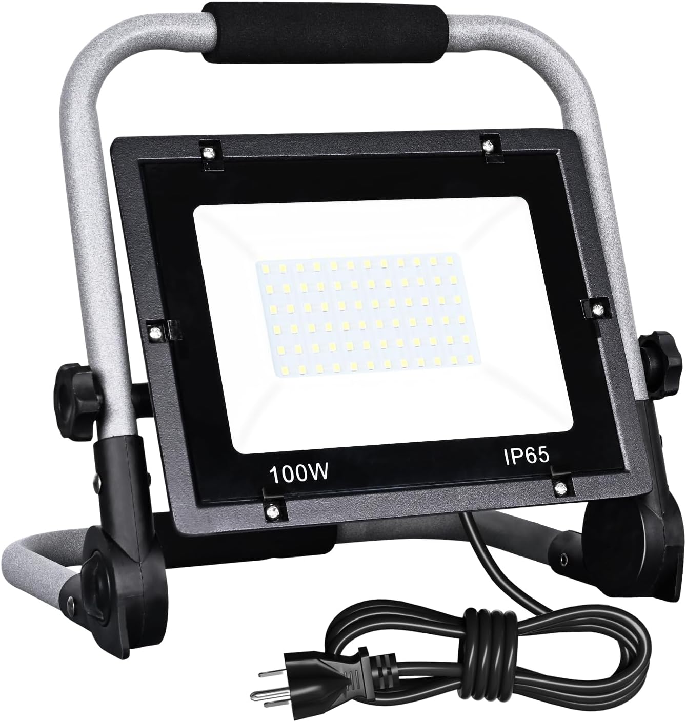 100W Led Work Light - 10000LM LED Flood Lights, Portable Waterproof Work Lights with Stand ＆Hand Hend, 6500K, Adjustable Working Lights for Garage, Workshop, Construction Job Site