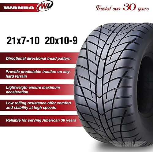 Miniatura 2 de WANDA - Juego de 4 neumáticos de alta velocidad 21x7-10 & 20x10-9 para Yamaha Raptor 350 660 700 ATV