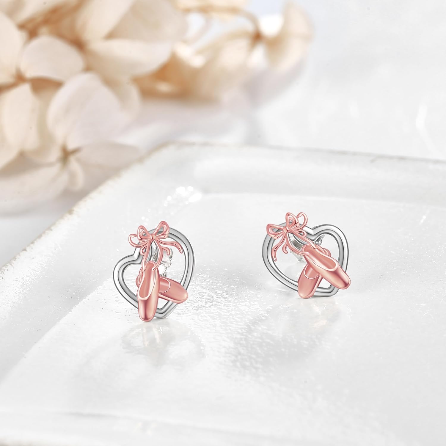 Ballet Earrings 925 Sterling Silver Dancer Earrings Gifts Heart Ballerina Stud Earrings Jewelry for Women Dancers - Image 3