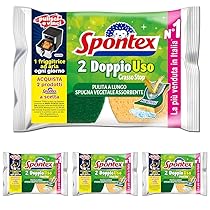 Spontex Doppiouso, Spugna Vegetale Assorbente, Anti Grasso, 2 Unità (Confezione da 4)