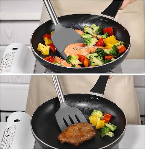 Miniatura 3 de FXFSTEEL Juego de espátulas de cocina de silicona, espátula giratoria, utensilios de cocina antiadherentes, resistentes al calor, sin BPA, aptos