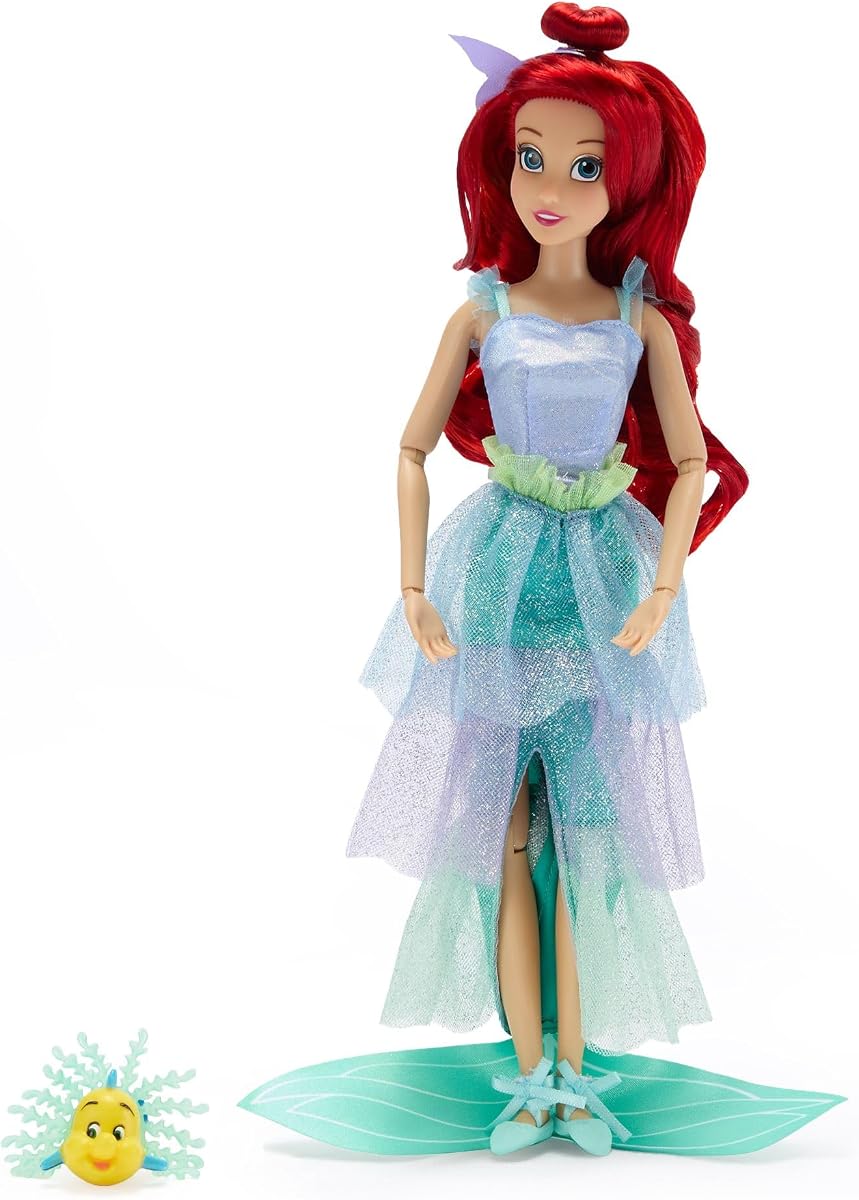 Official Princess Ballet Doll - 11 Inch Ariel Ballerina Doll - Includes Brush with Molded Details, 2 Tutu Outfits, Accessories and Flounder Figure - Disney Princess Toys