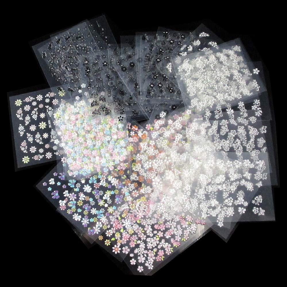 50 Sheets Flower Nail Stickers 3D Self Adhesive Nail Art Decals for Women Kids Girls, for Acrylic Nails Beauty Charms Accessories, DIY Nail Decoration : Beauty & Personal Care