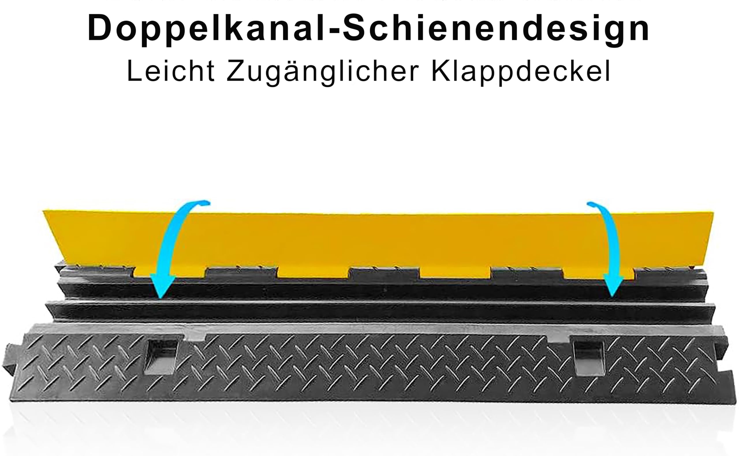 Pyle Kabelbrücke für den Boden – Kabelkanal Schwarz & Gelb als Kabelabdeckung für PKWs bis zu 5t geeignet. Kabelbrücke aus Hartgummi dient als Kabelschutz im Außenbereich, wasserdichte Kabel Kanal