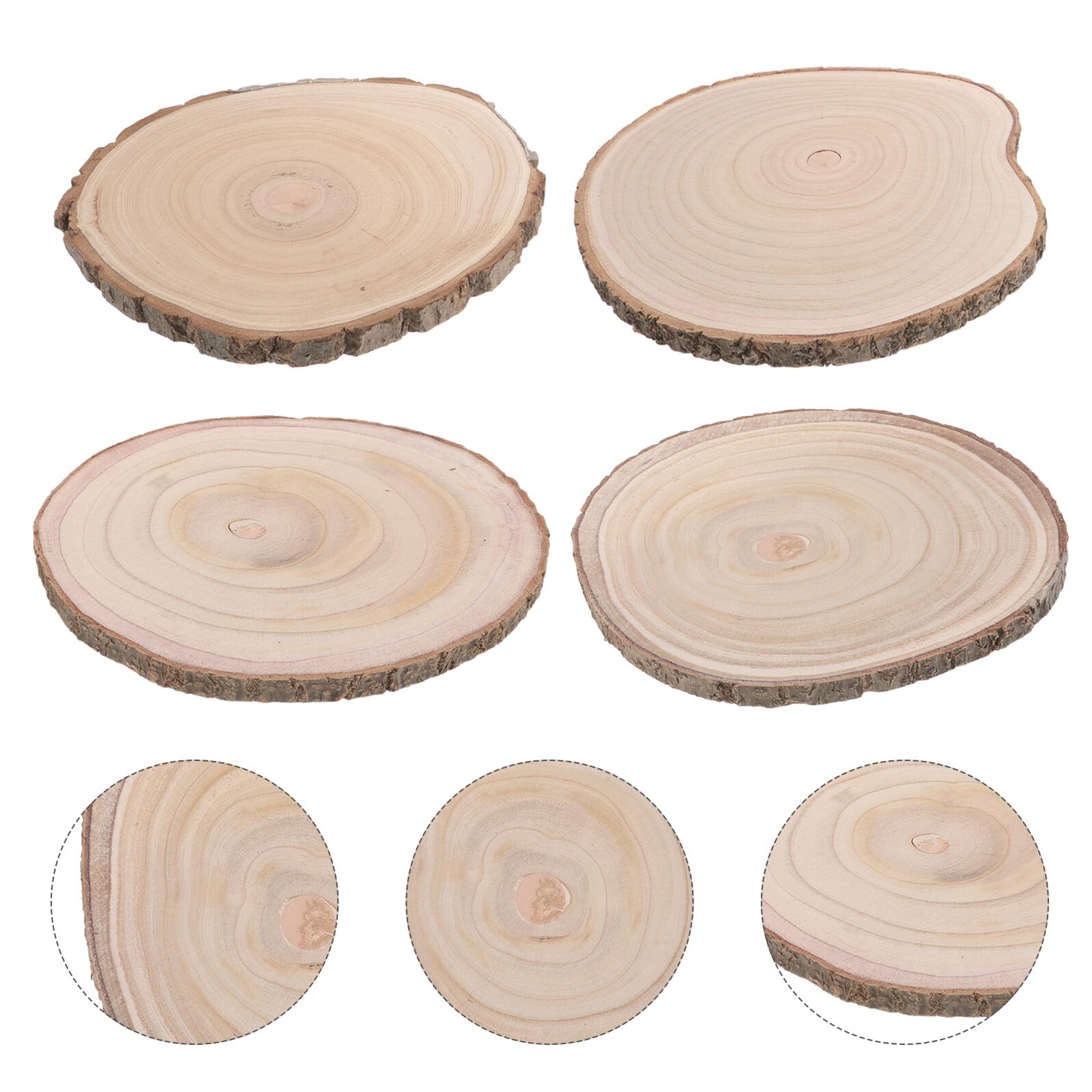 4 Sztuki Naturalnych Okrągłych Plastrów Drewna o Średnicy Surowe Drewniane Krążki Do Dekoracji Stołów Weselnych DIY Podstawki pod Wazony i Świeczki Przyjęcia i Dom