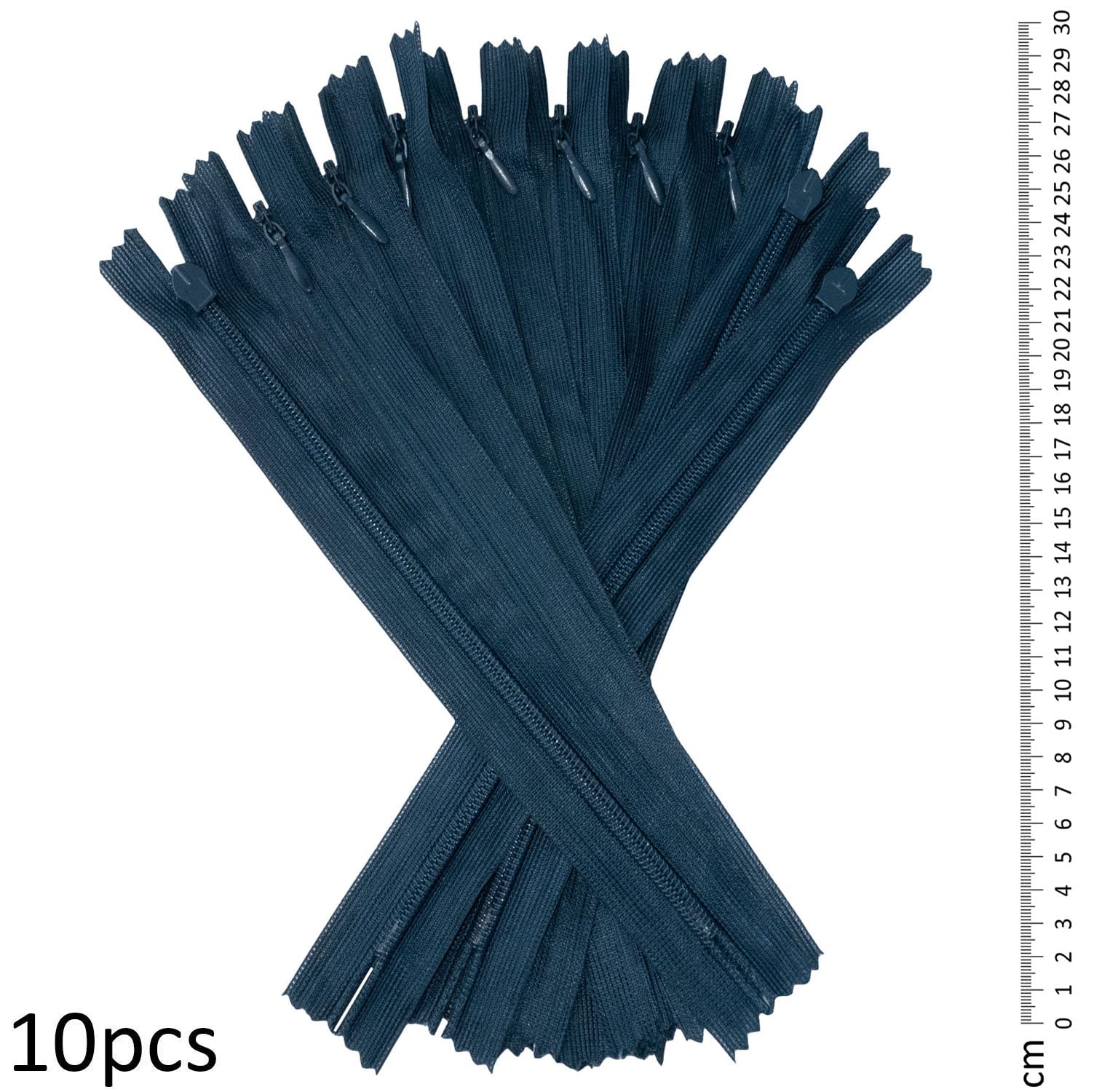 Lot De 12 Fermetures Éclairs Invisibles Nylon 30cm - N°3 Couleurs Assorties Pour Couture