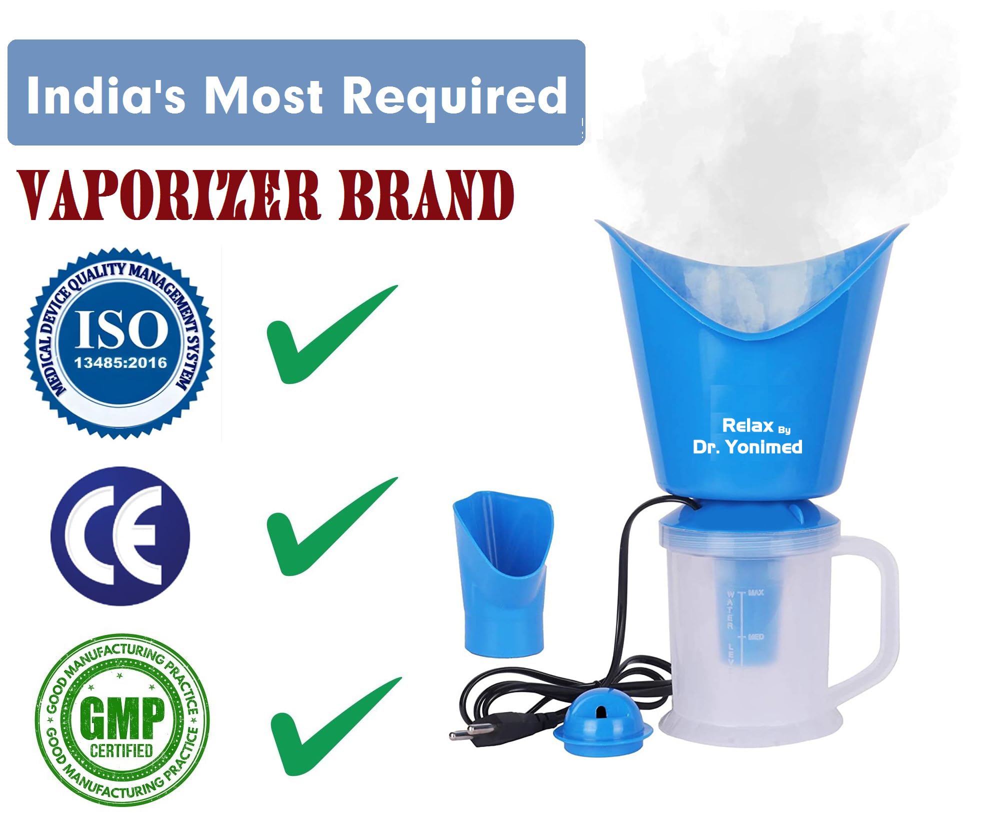 Dr Yonimed Steam Vaporizer Steam Inhaler (3 in 1) Facial Steamer | Steamer for cold and cough vapour machine for cold and cough for adults & Childs 2