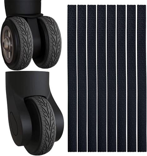 Luggage Wheel Covers Luggage Wheel Protector 8 Pcs Silent Noise Reduction Shock Absorbing Caster Cover for Carry-on Luggage with Wheels (Black)