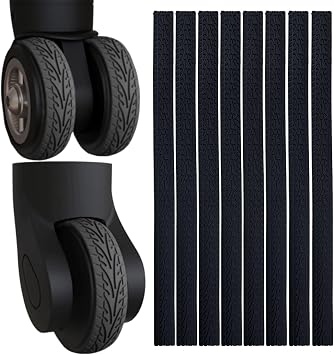 Luggage Wheel Covers Luggage Wheel Protector 8 Pcs Silent Noise Reduction Shock Absorbing Caster Cover for Carry-on Luggage with Wheels Black