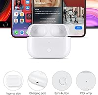 Vista 4 de Funda de carga inalámbrica de repuesto compatible con auriculares AirPod Pro de 660 mAh, cargador y auriculares de repuesto, carga con cable e