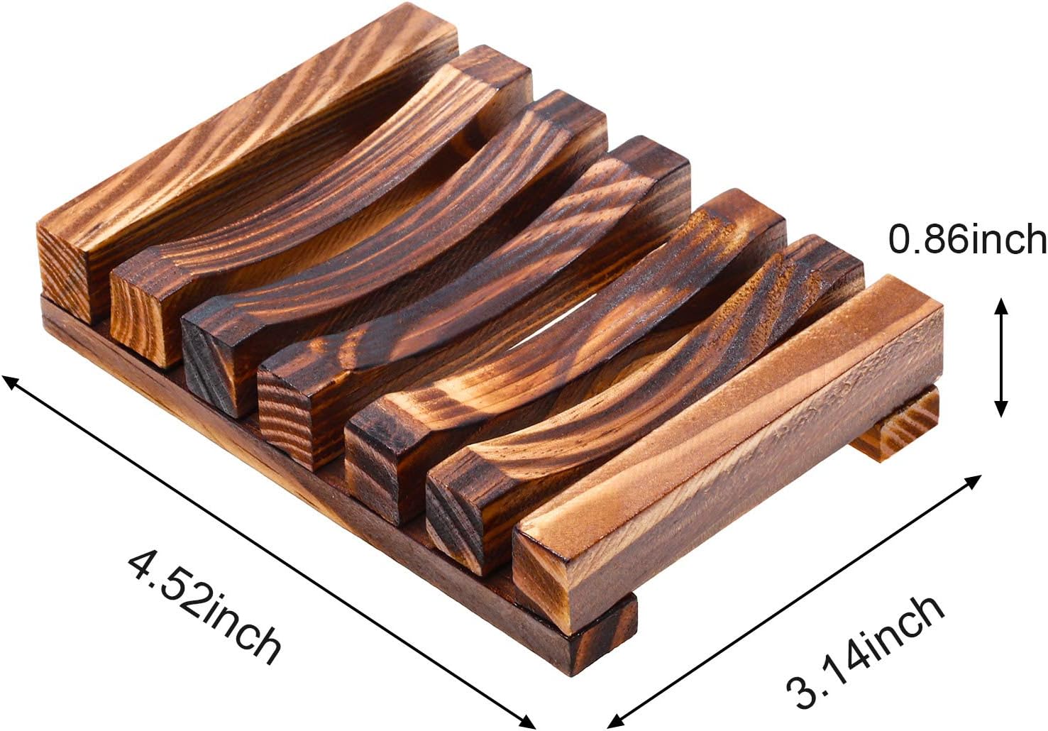 Honoson 5 Pieces Wooden Soap Dish Holder Tray Wood Bar Soap Holder Tray Self Draining Saver for Shower Bathroom Kitchen image 2