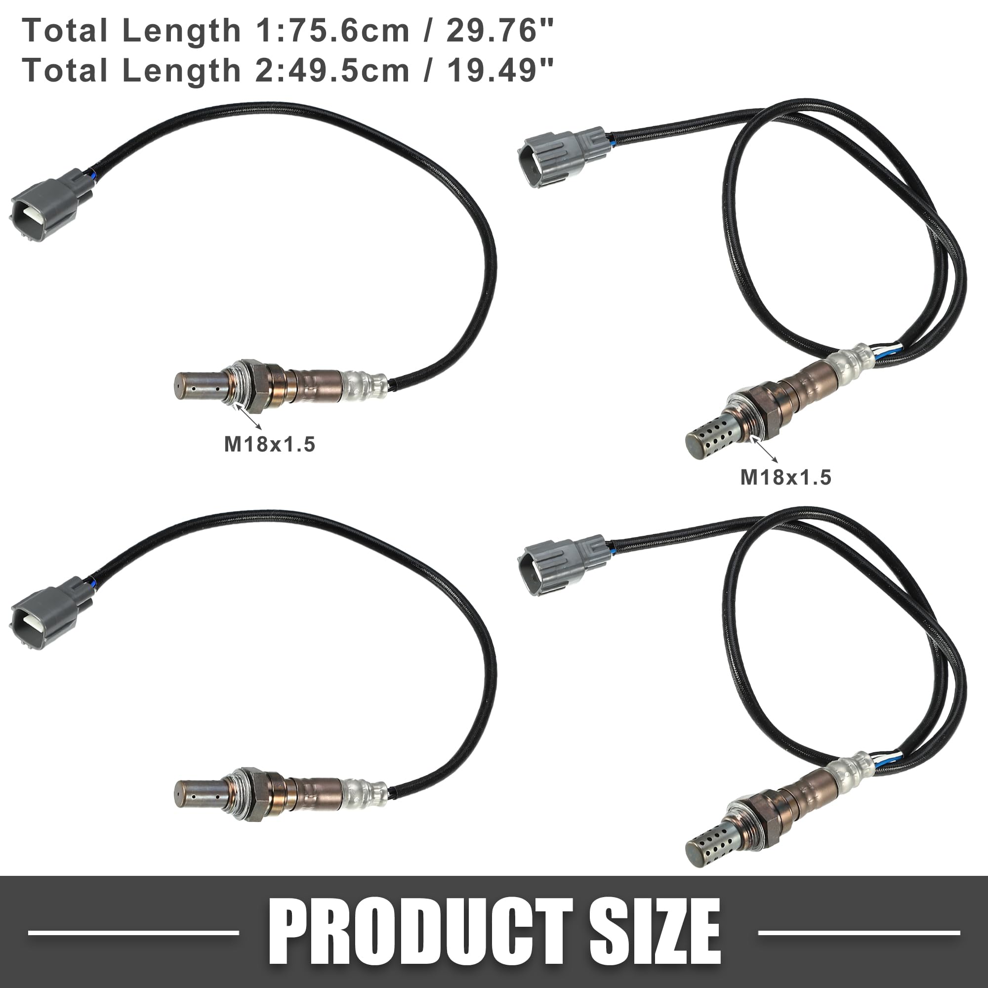 A ABSOPRO Sensor De Oxígeno O2 Para Toyota Rav4 2001-2003 4 Piezas | Oe 8946742010/8946742020/8946542090/8946542100, Posiciones Delantero Trasero Arriba Izquierda Derecha, M18X1.5, 4 Pines
