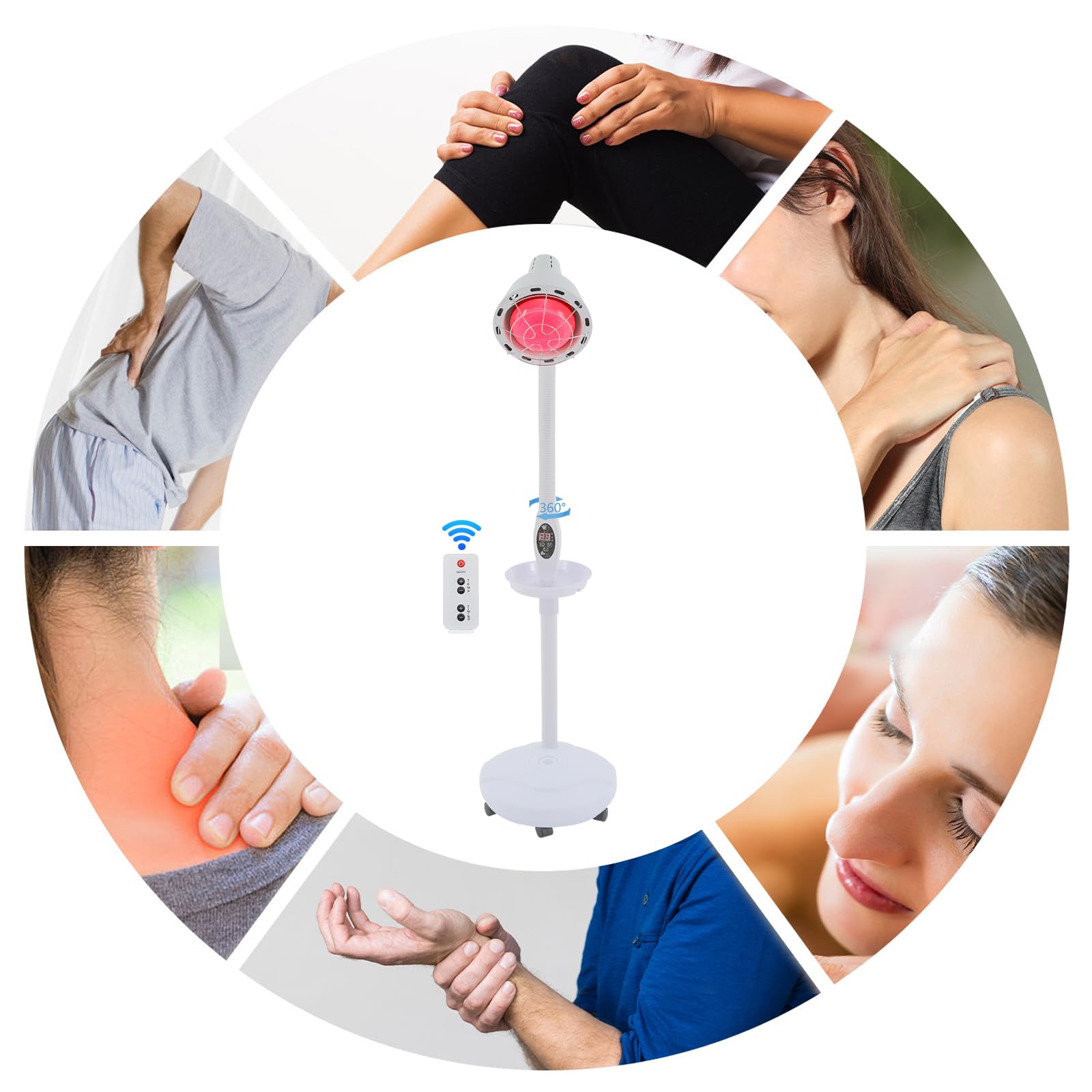 Lámpara de calor por infrarrojos lejanos, lámpara de calor por infrarrojos para el tratamiento del dolor, hogar, clínica y salón, ajustable, 275 W, con mando a distancia para músculos y