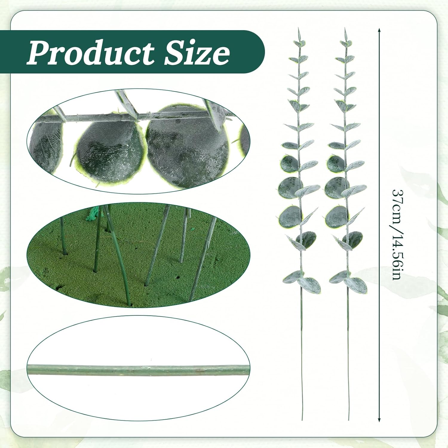 MAQUITA 100 Pcs Eucalyptus Stems Faux Greenery Artificial Eucalyptus Leaves Decor Greenery Stems Branch for Wedding Centerpiece Flower Bouquet Farmhouse Home