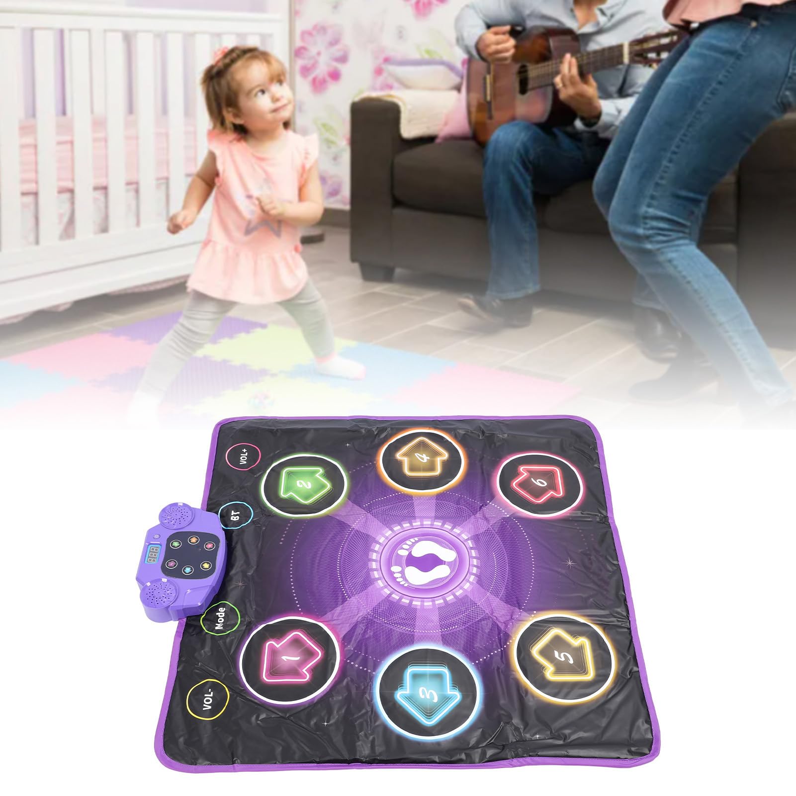 Tappetino da Ballo Elettrico Portatile con Luci Abbaglianti e Musica per Il Divertimento in Famiglia - Tappetino da Ballo per attività Indoor e Outdoor