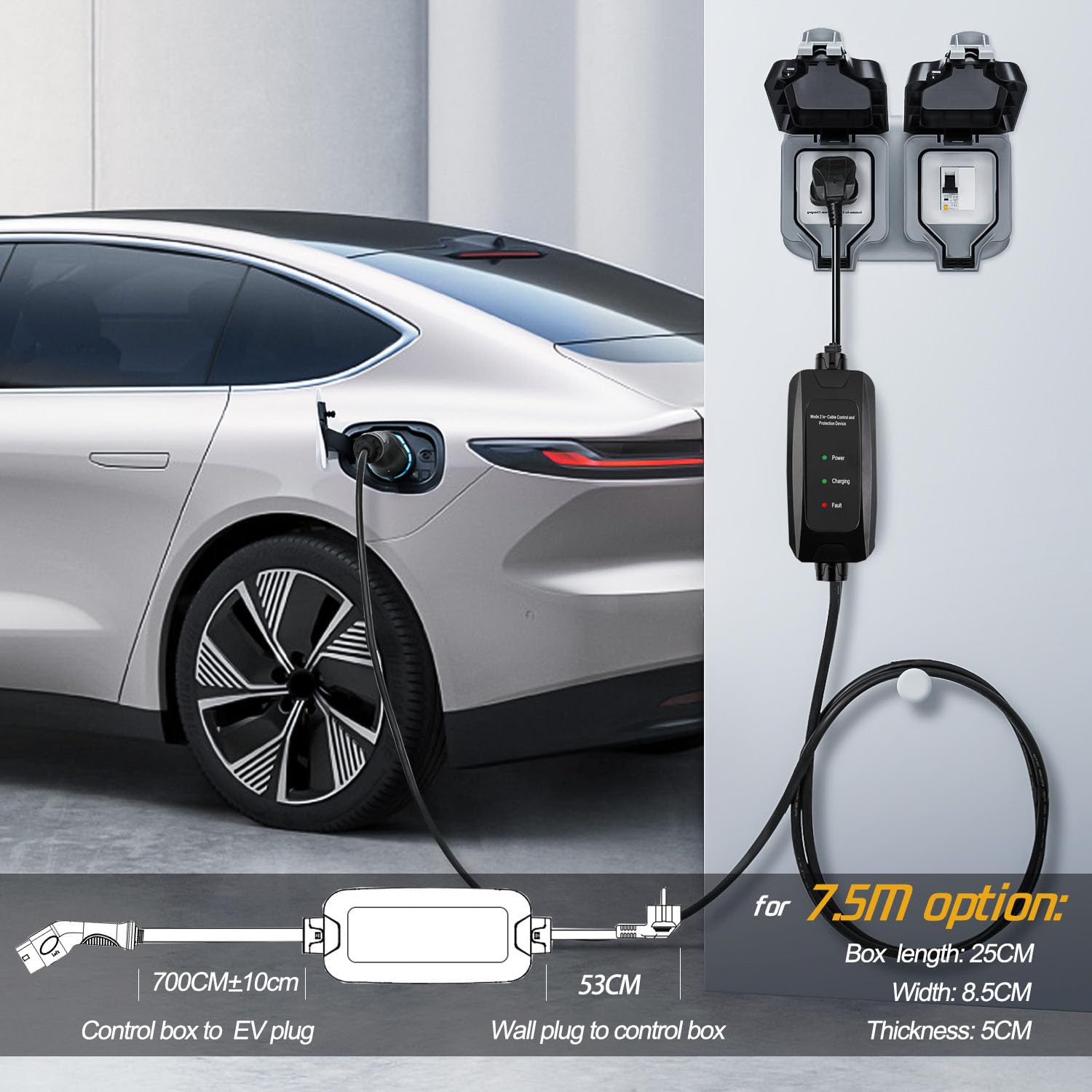 Typ 2 Schuko Ladekabel Für Elektroauto - Intelligentes Laden Mit Display