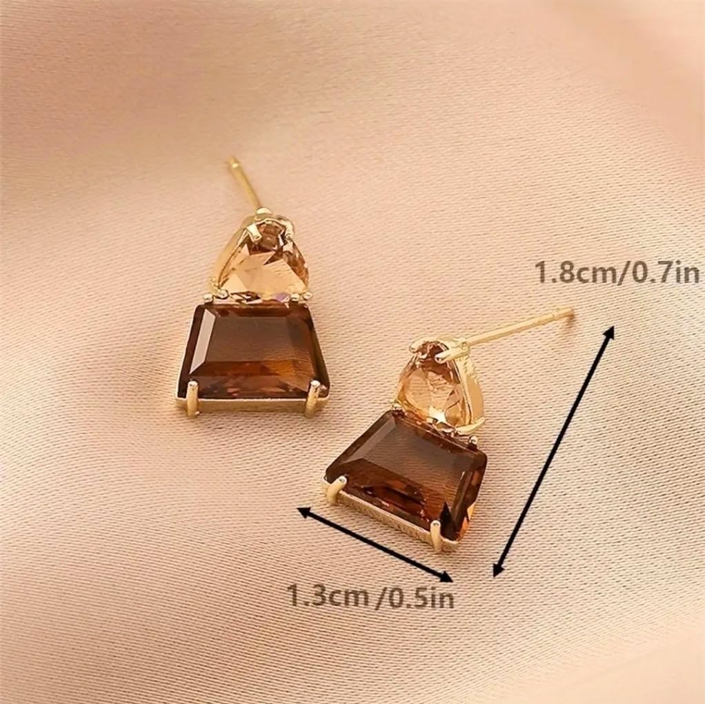 Handmade Brown Crystal Drop Earrings for Women – 14K Gold Plated Vintage Dangle Earrings, Faceted Glass, Lightweight & Elegant Jewelry Gift for Birthday, Anniversary, Bridesmaids - Image 3