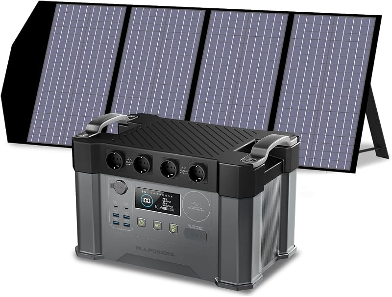 ALLPOWERS 2400W Estación de energía portátil S2000 Pro batería portátil LiFePo4 de 1451Wh generador solar de salida de CA 4x2400W con MPPT y SAI<15ms