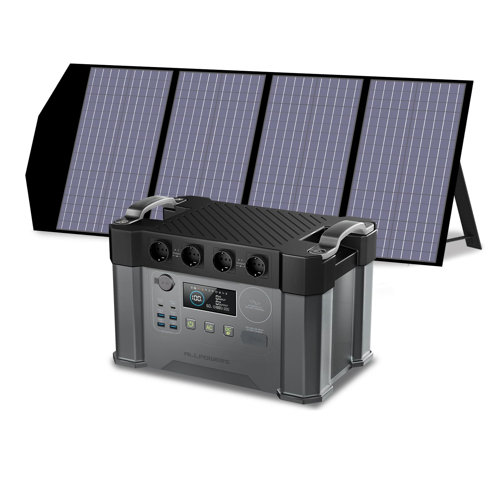 ALLPOWERS 2400W Estación de energía portátil S2000 Pro batería portátil LiFePo4 de 1451Wh generador solar de salida de CA 4x2400W con MPPT y SAI<15ms