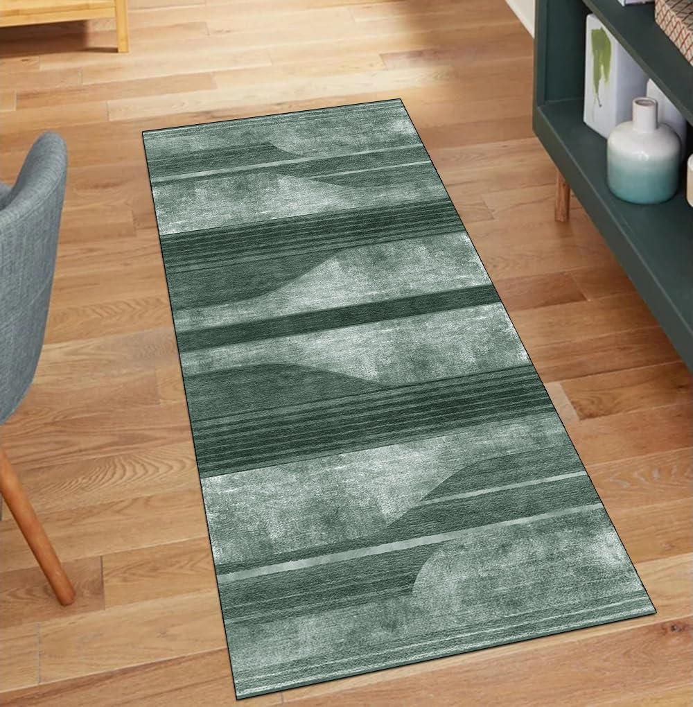Alfombra de pasillo antideslizante que evita resbalones en la cocina con tela verde de 60x280cm