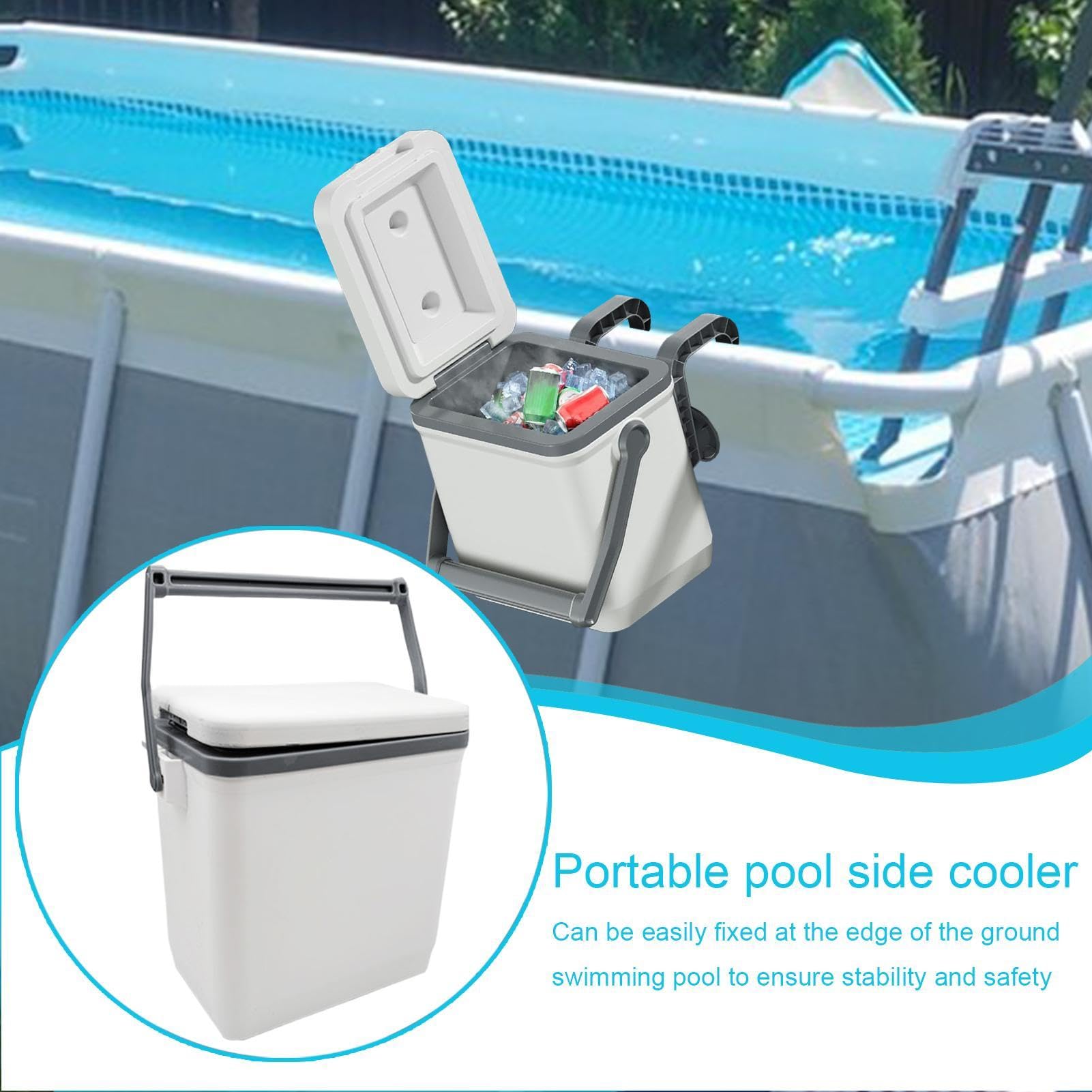 Getränkekühler Für Den Pool wasserdichte Kühlbox mit großem | Eiskiste Poolside-Kühler Mit Griff Für Outdoor, Schwimmen, , Swimmingpool, Spa, Party, Picknick, Reisen, Hinterhof