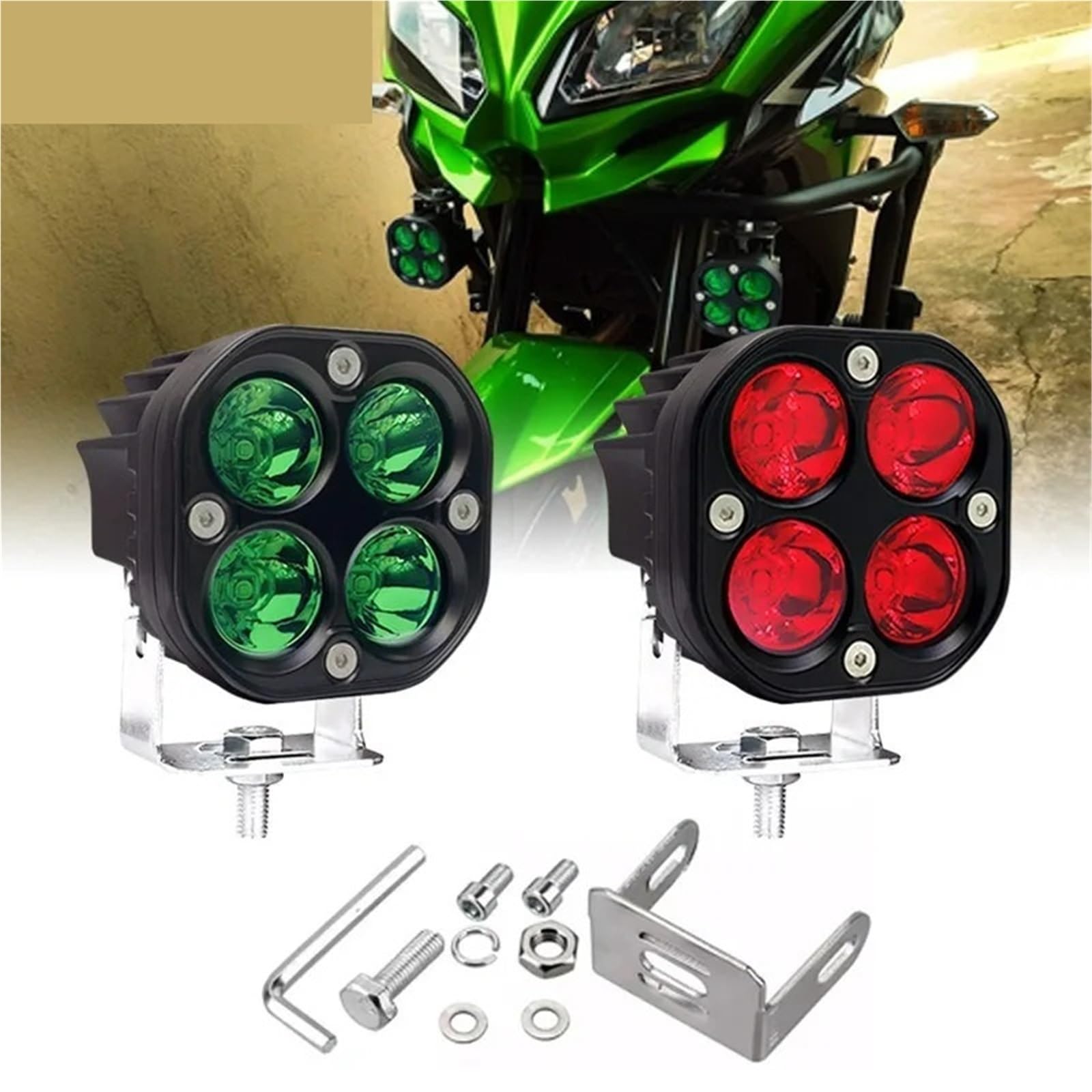 Bombilla LED Para Luz LED 4x4 Offroad De 3 Pulgadas Kit Luces LED Repuesto | Coche Camión 12V 24V Rojo Verde Cuadrado 40W Focos Conducción Faros Antiniebla