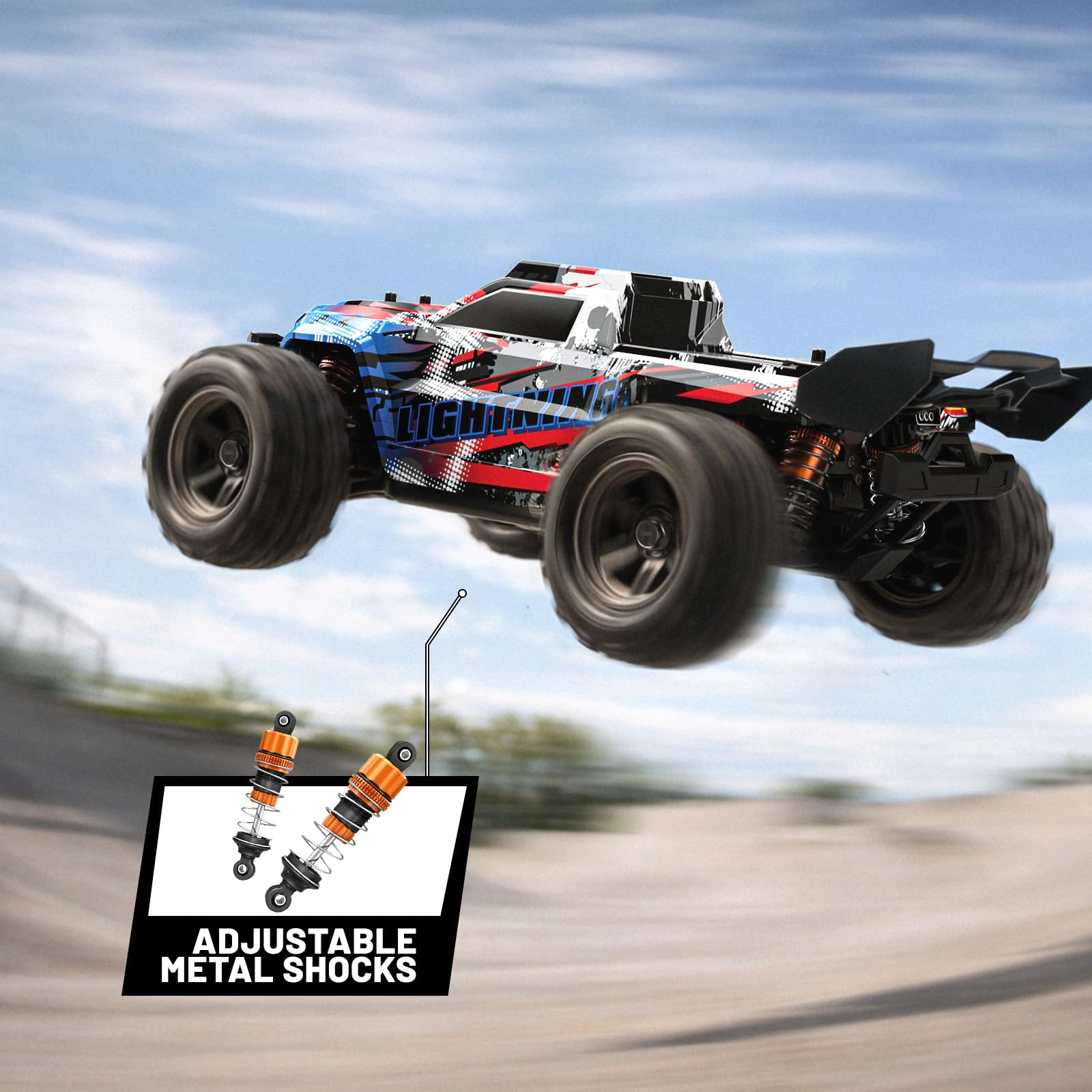 Macchina Telecomandata Professionale 1:18 4WD 36 km/h, Auto Telecomandata 4x4 Off Road All Terrain,rc car Motore RC380, Trasmissione Interamente in Metallo, 2×7,4V 1300mAh, Controllo 2.4GHz
