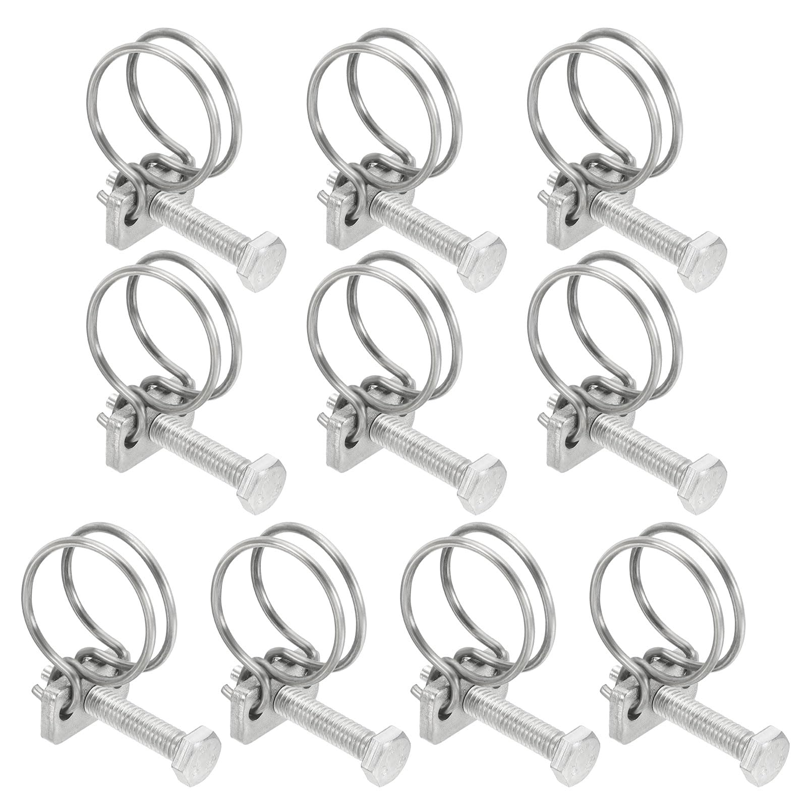 PATIKIL 22-25mm Adjustable Double Wire Hose Clamp, 10 Pcs 304 Stainless Steel Wire Hose Clips Pipe Tube Clamps for Dust Collection Rubber PVC Pool