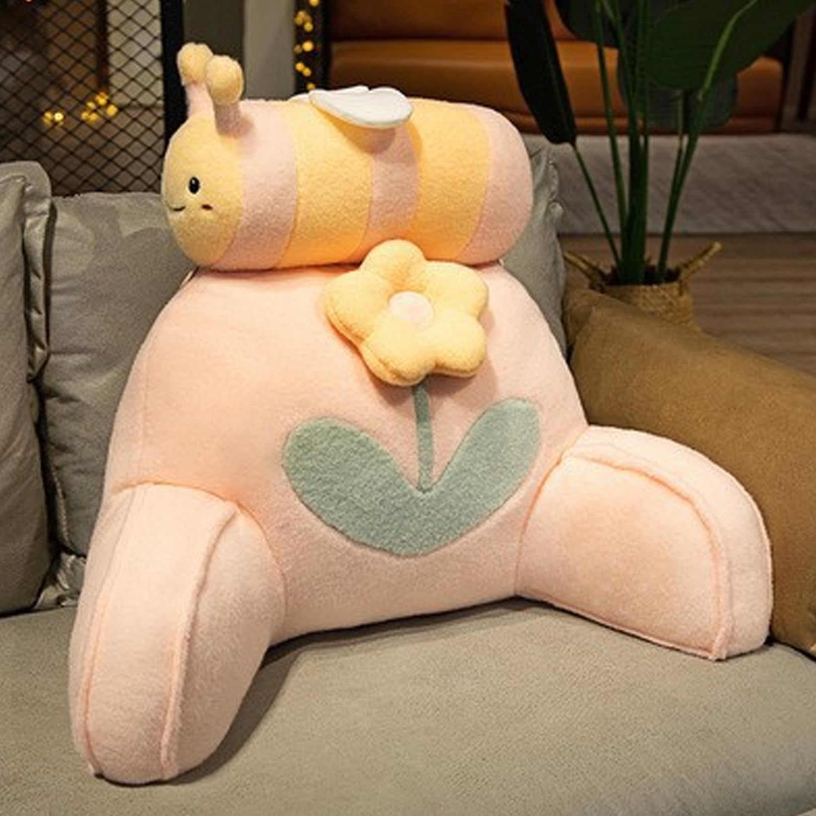 Qqwbhj Girls Pink Reading Pillow Bed Reading Pillow For Kids Adults Back Rest Pillow For Sitting In Bed With Arms Backrest Support Pillow Soft Reading Pillow Cushion Detachable Backrest P(Size:60×45Cm,Color:pink)