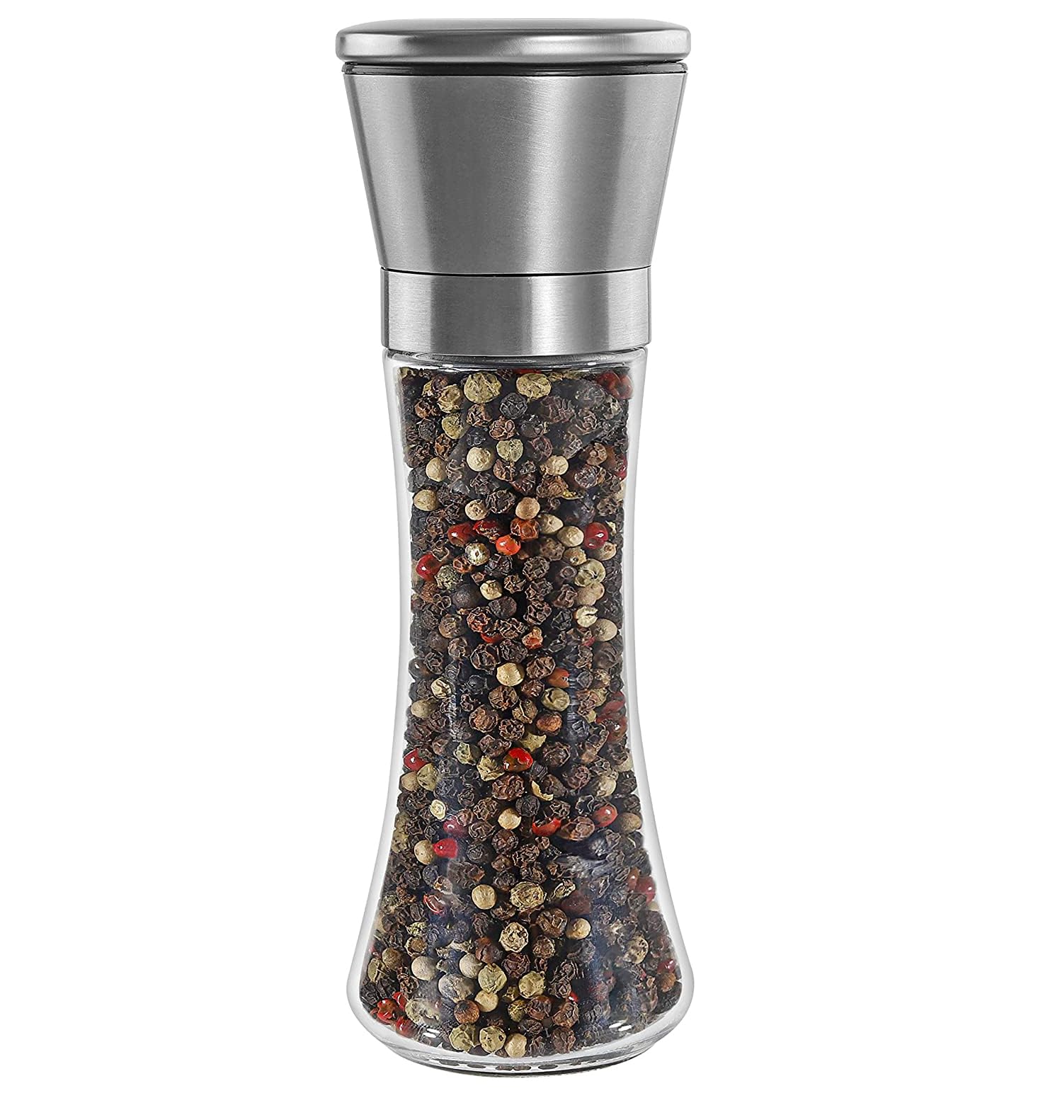 WOODTULA Stainless Steel & Glass Salt and Pepper Shakers with Adjustable Coarseness - Pepper & Salt Mill - Pepper Mill Shaker (Tall, 1-pcs) (B0C7QWNGQ5) Amazon Price History, Amazon Price Tracker