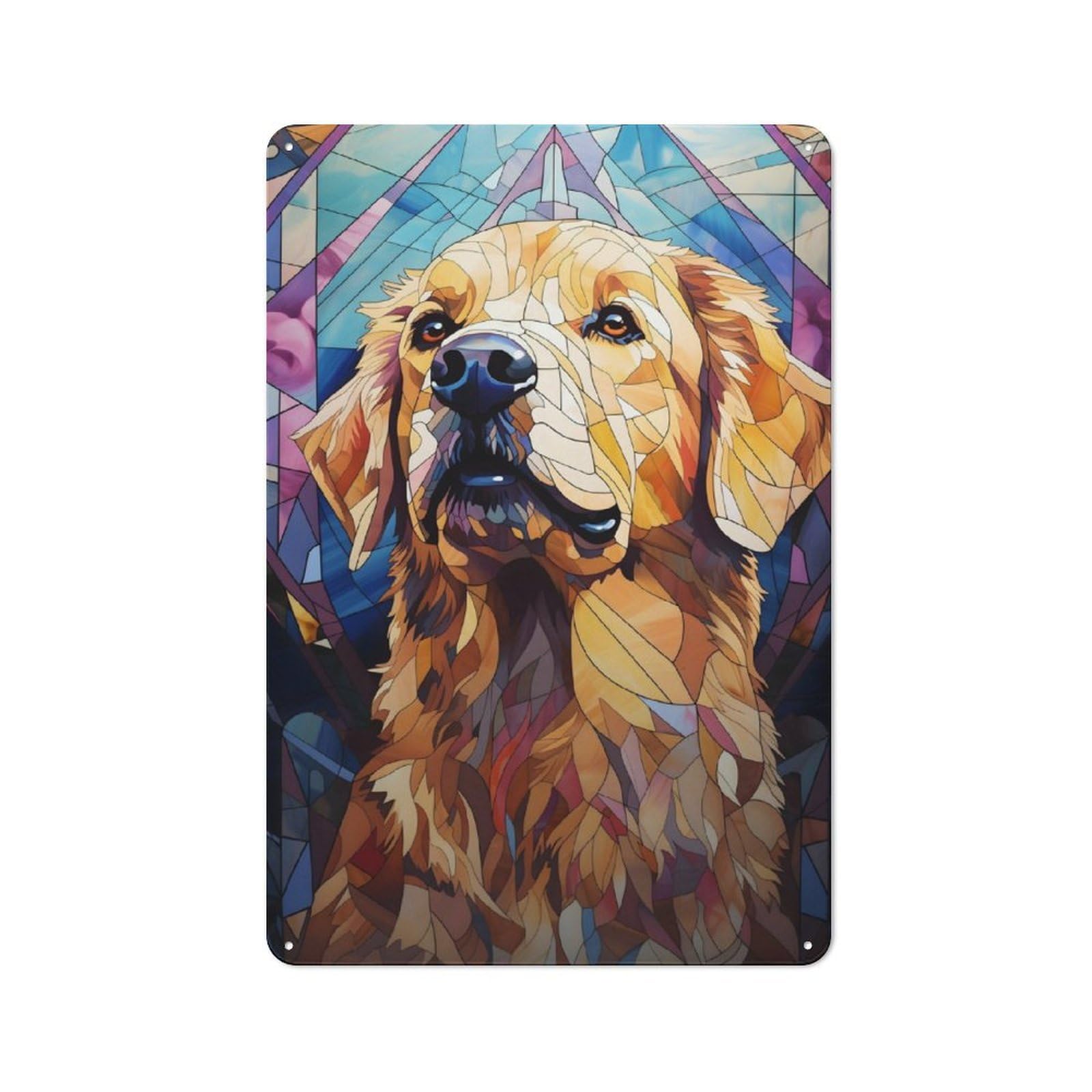 Junmoney Golden Retriever Stained Rustic Metal Sign 30X20cm For Guest Room Or Hallway, Suited To Hallway Wall Decor Fans