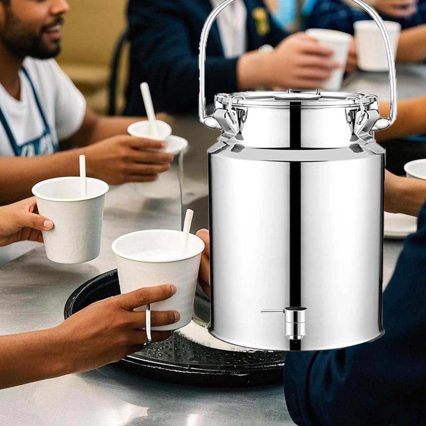 Lechera Acero Inoxidable 3/5/10/15 litros 201,lechera Acero Inoxidable con Tapa con Tapa con Asa, para Transportar o Almacenar Leche(Liter,15L)