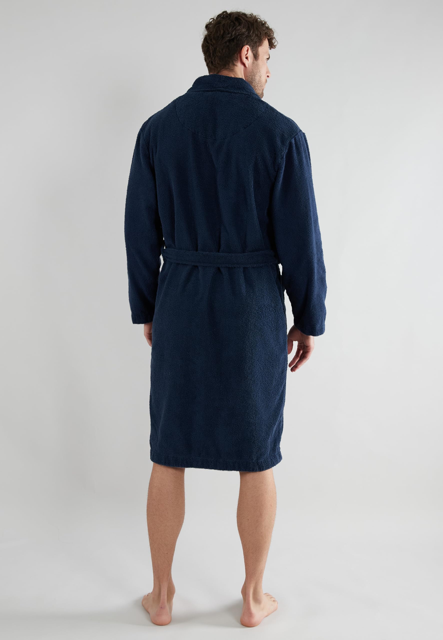 Götzburg Herren Bademantel & Morgenmantel aus 100% Baumwolle – Weicher Saunamantel mit Schalkragen, Gürtel & Taschen