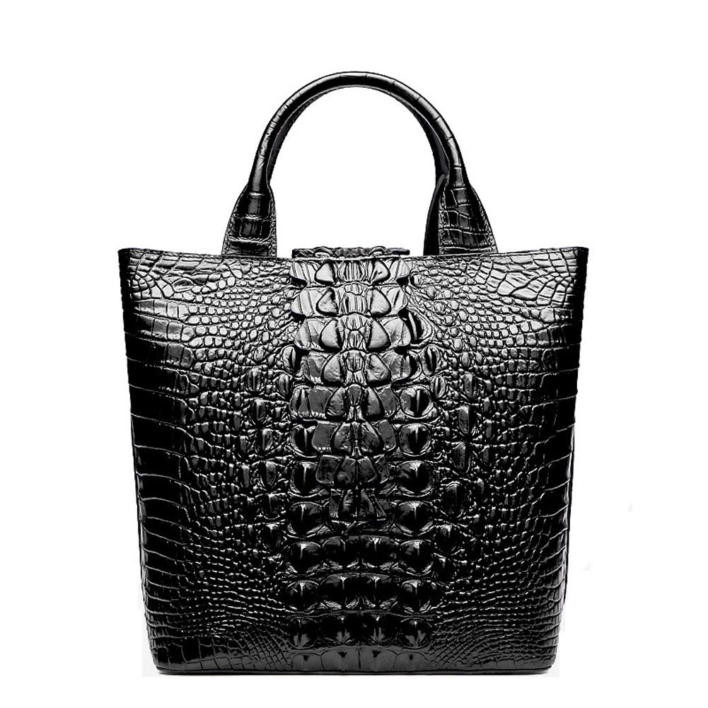 Jsix Womens Genuine Leather Crocodile Embossed Handbag Shoulder Bag Top-Handle Bag