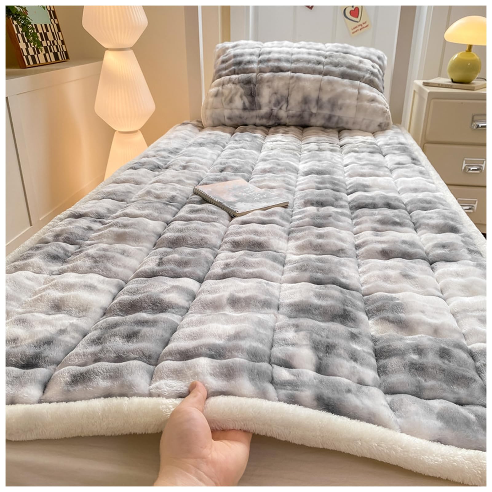 Coprimaterasso Trapuntato Impermeabile,Traspirante Copri Materasso con 4 Angoli Elasticizzati Resistente per Matrimoniale/Singolo materassi Fino a 20 cm,Gray a,150x200cm/59x79in