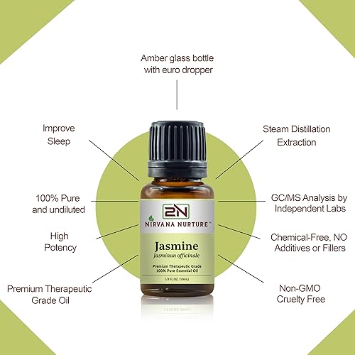Miniatura 4 de Aceite esencial de jazmín 100% puro, grado terapéutico premium, sin diluir, difusor de aromaterapia para calma y relajación, cuidado de la piel,