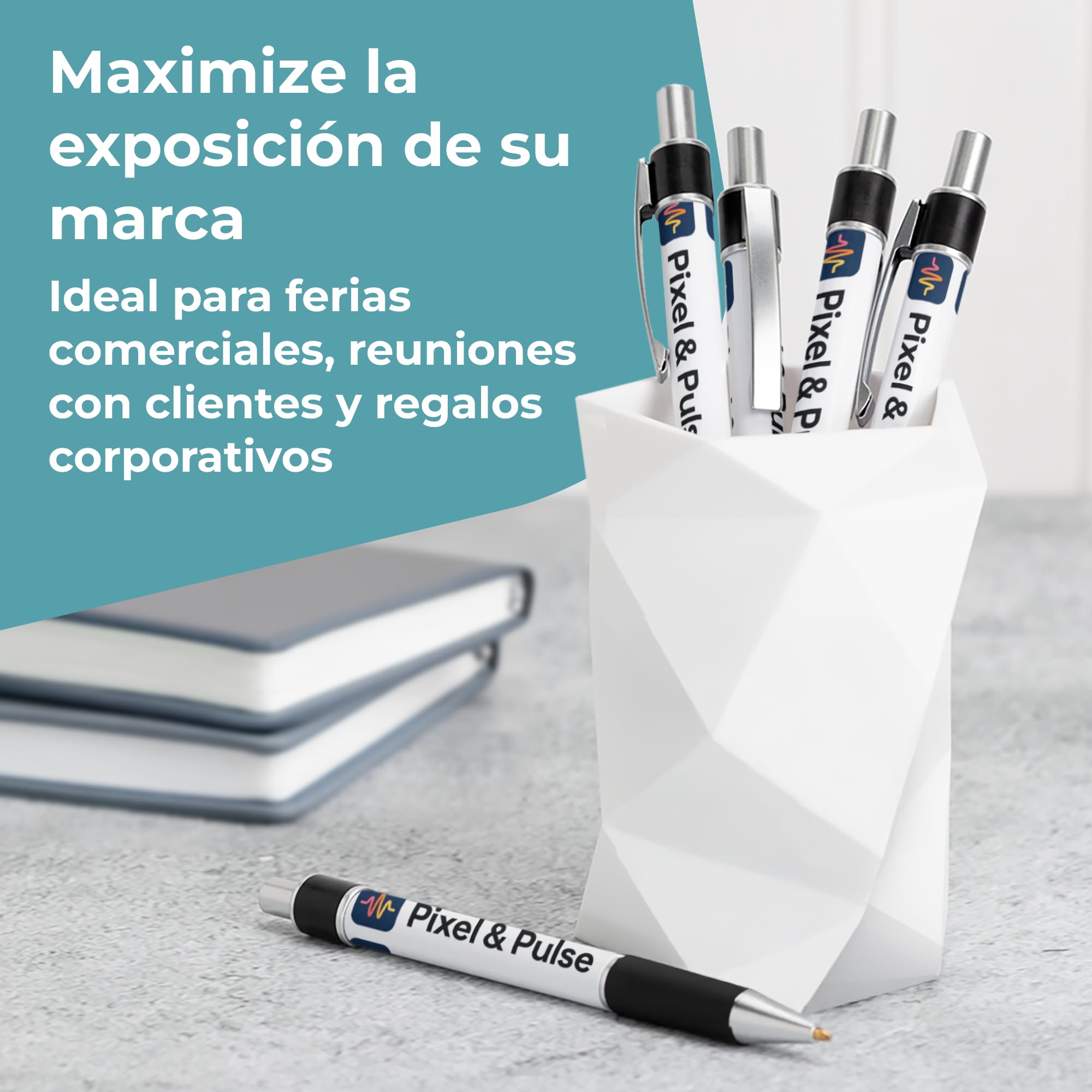 Cimpress Bolígrafo Personalizado con Tinta Negra, 50 Unidades, Impresión Completa con Texto o Logo, con Agarre Antideslizante, Ideal para Profesores y Eventos