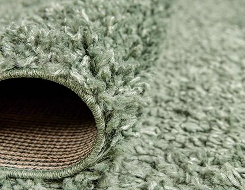 Miniatura 6 de Unique Loom Davos Shag Collection - Alfombra de área, color liso (3 pies 3 pulgadas, cuadrado, salvia)