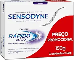 Sensodyne Creme Dental, Sensibilidade e Rápido Alívio e Proteção Duradoura Leve 3 e Pague 2, Alívio Instantâneo, 50g cada