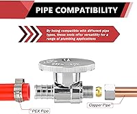 Vista 4 de Paquete de 10 válvulas de tope recto EFIELD de 1/4 de giro de 3/8 pulgadas de diámetro exterior de compresión X 1/2 pulgada de púas de crimpado Pex