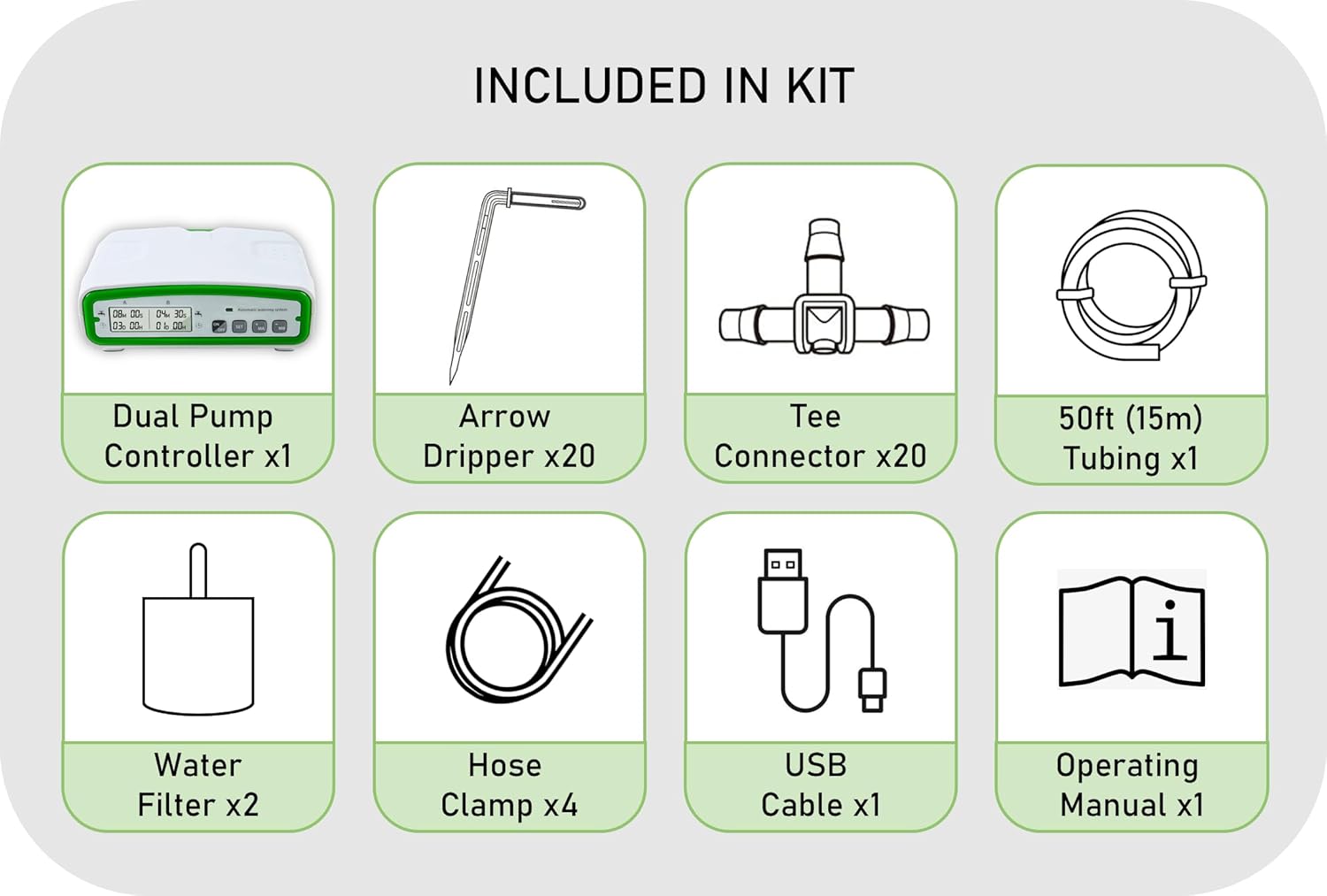 Automatic Watering Drip Irrigation Kit for 20 Plants with Dual Digital Programmable Water Timer, Indoor Automatic Watering System for Houseplants