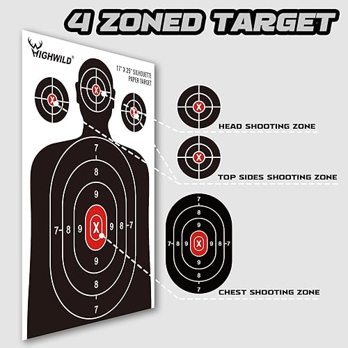 Miniatura 9 de Highwild Papel de silueta para campo de tiro, 17 x 25 pulgadas, adecuado para pistolas, rifles, pistolas de aire, pistolas de aire comprimido