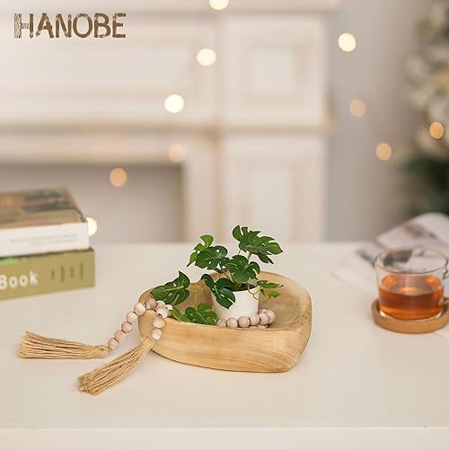 Miniatura 4 de Hanobe Cuenco decorativo de madera para masa cuencos grandes en forma de corazón para decoración cuenco de madera para centro de mesa, natural de 10