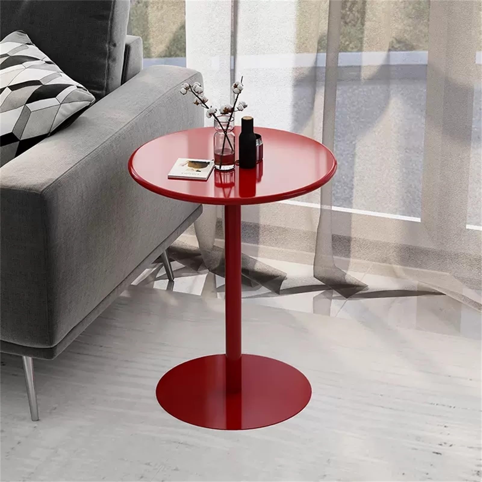 Tavolo rotondo da bistrot per interni ed esterni, robusta base in metallo, perfetto per giardino, sala da pranzo o bar di casa, 40,5 x 72 cm, disponibile in rosso, elegante tavolino da caffè