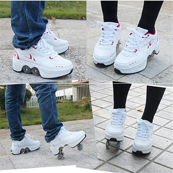Roller Skates for Women,Shoes with Wheels for Girls,Kick Rollers Shoes Skates Retractable Adult,Skating Shoes for Boys,Heel Skates for Kids,Sports/Outdoor Recreation Parkour Shoes,EU40