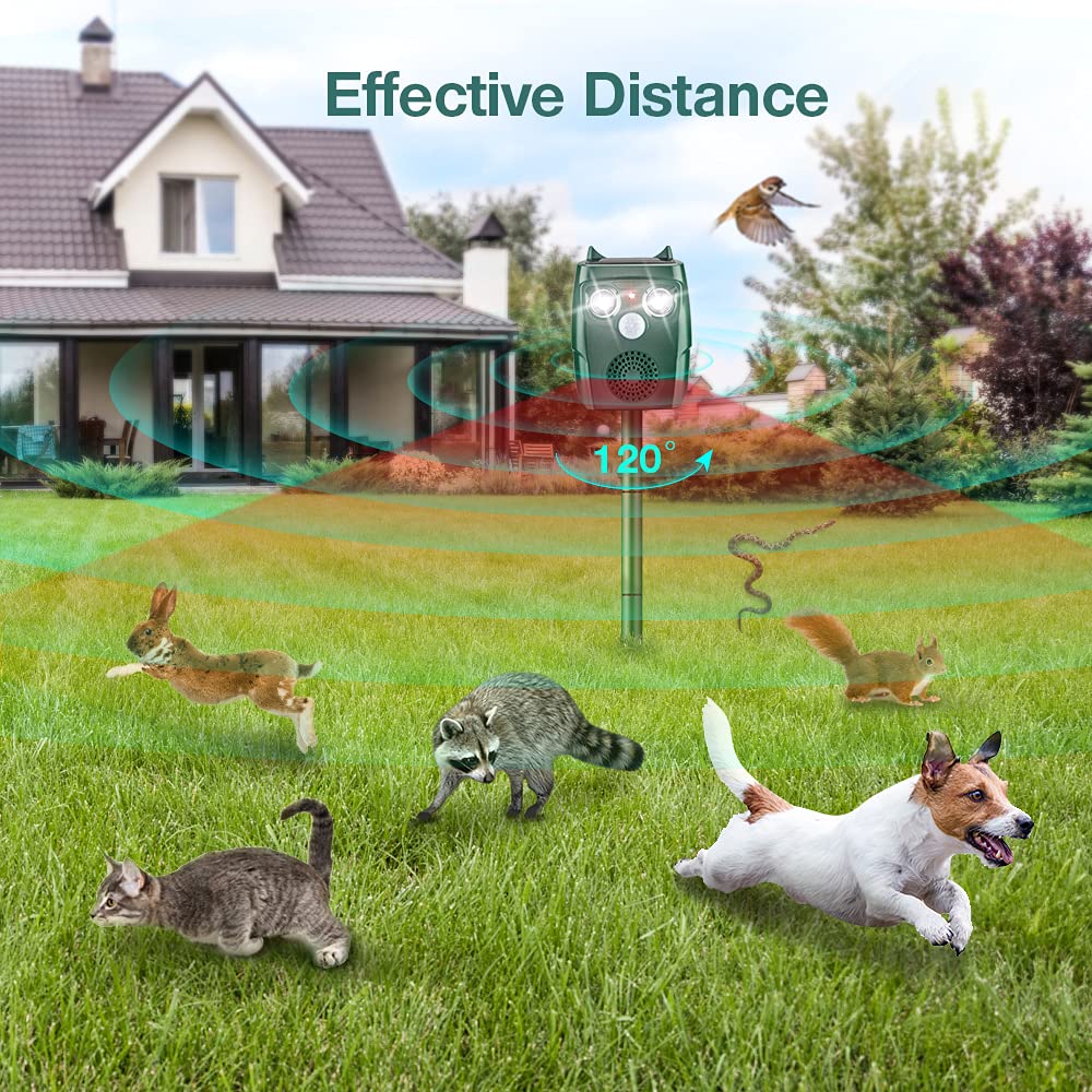 Répulsif Chat Exterieur, Répulsif Chat Ultrason Solaire, Ultrason Anti Chats, Charge de Solaire USB, Répulsif Animaux pour Jardin Chats, Oiseaux, Renard, Souris et Rat, Pigeon, Lapin
