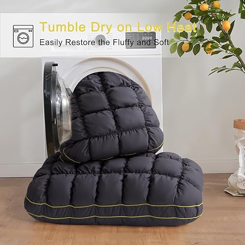 Miniatura 8 de YOUR MOON Almohada de cama de apoyo esponjosa, tamaño King, súper suave relleno alternativo de plumón prémium para dormir, almohadas de cama de