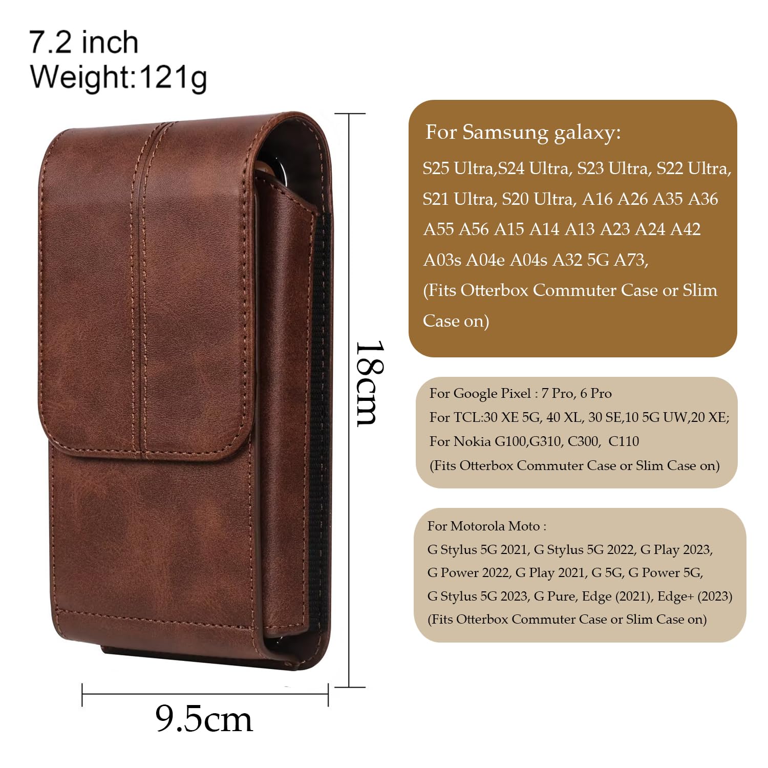 Custodia da Cintura con Clip per Cellulare Uomo, 7.2" Porta Cellulare Fondina da Cintura Pelle Telefono Borsa con Slot per Carte Ribaltabili Marsupio per Samsung S25/S24/S23/S22/S21/S20 Ultra,Marrone