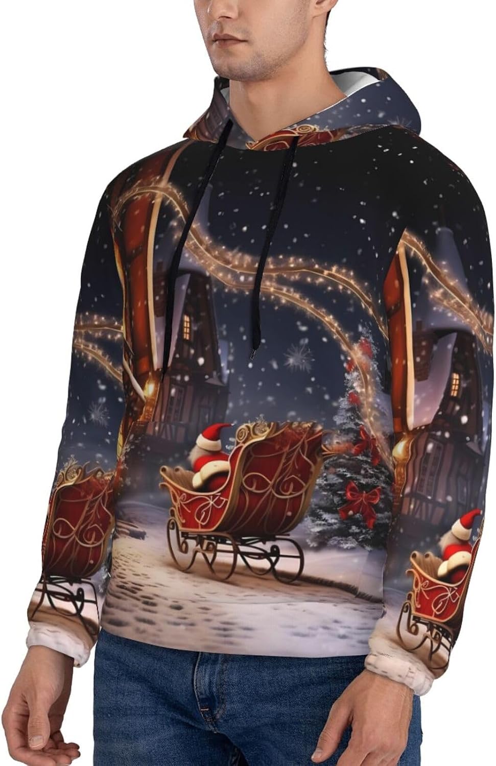 Christmas Magic Print Men'S Hoodie Novelty Hoodies 3d Printed Hooded Black